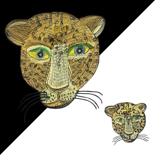 Animal leopard head appliqué embroidery appliqué, iron top for jacket after clothes apparel accessories decorative applique