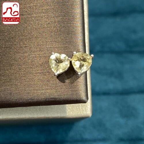 Baceda Merchants stone Bring wealth Improve digestion Natural Stone of Citrine Stud Earrings for Women Certificate Gift Box