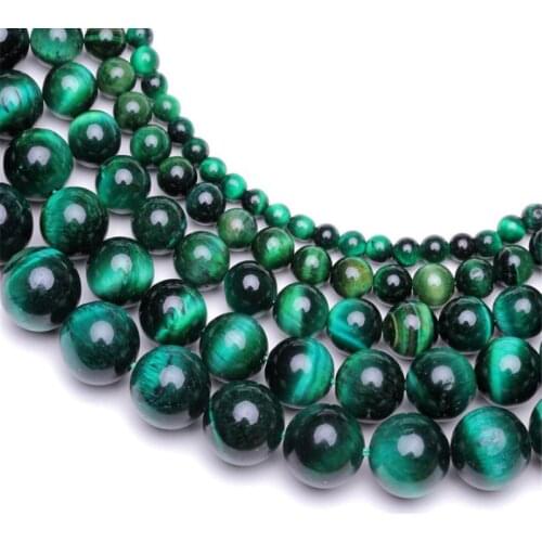 Natural Round Green Tiger Eye Loose Bead 4/6/8/10mm for DIY Jewelry Making Bracelet Accessories
