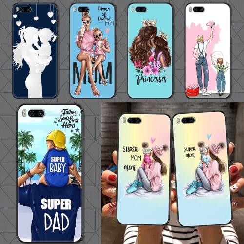 Super Dad Mom Baby Girl Phone case For Xiaomi Mi Max Note 3 A2 A3 8 9 9T 10 Lite Pro Ultra black silicone back trend cover art