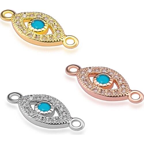 DIY Guardian Eye Micro Pave Zircon Blue Zircon Necklace Bracelet Link Jewelry Accessories Wedding Gift