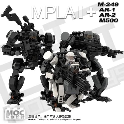 DIY MOC original building blocks military mech building blocks mechanical exoskeleton armor core boy toy with pdf instruction