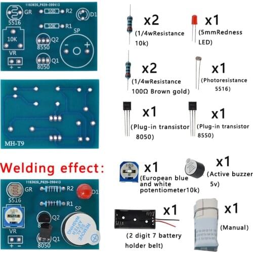 Photosensitive Sound Light Alarm DIY Kit Electronic Production Invention Assembly Sound and Light Sensor Module Device Suite