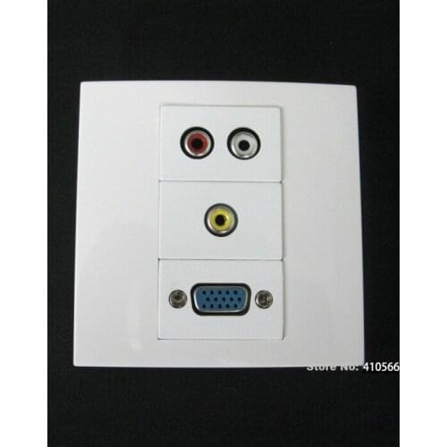 Good Design 86x86mm Wall Panel Socket With RCA Audio Video + VGA Port For Home Office Hotel Using Free Shipping