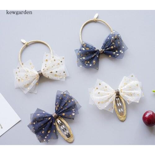 Kewgarden Baby Hair Clips Gauze Bowknot Children Hairgrips Headwear Fashion Baby Hairband Accessories Girls Hairpins 4 PCS