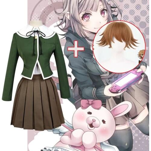 Anime cosplay New Danganronpa V3 Cosplay costumes Chihiro Fujisaki uniform Coat / Skirt / coat costumes for women school uniform