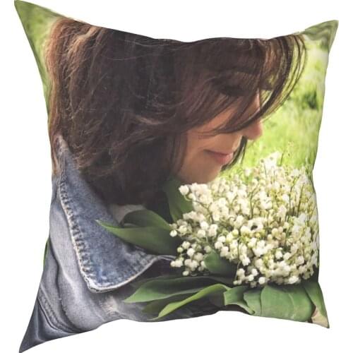 Fresh white flower beauty decorative cushion cover simple style 3D printing pillow cushion cover 45cm linen pillow cover culture