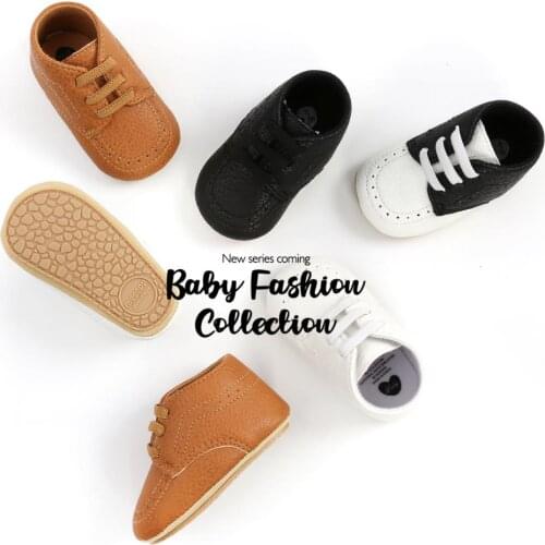 Fashion Casual Newborn Shoes Baby Girl Boy Soft Sole Shoes Anti Slip PU Leather Sneaker Trainers Prewalker Black White 0-18M