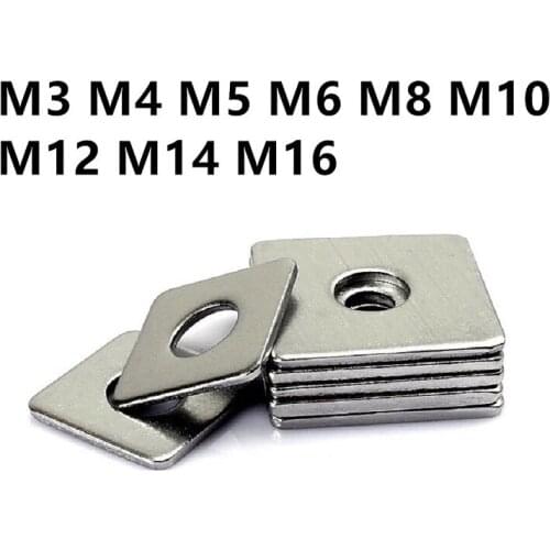 M3 M4 M5 M6 M8 M10 M12 M14 M16 304 Stainless Steel Square Gasket Square Flat Pad Square Washers Curtain Wall with Square Pad