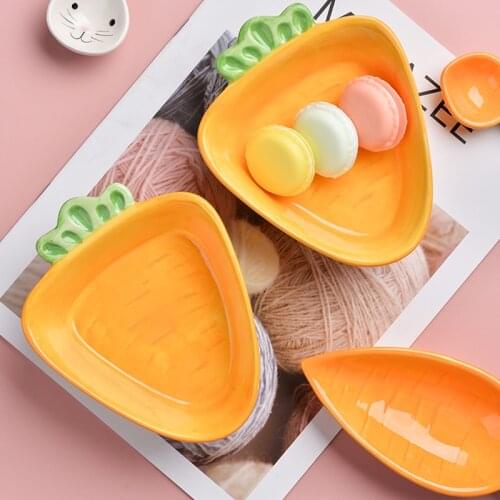 Cute hand-painted rabbit carrot small bowl&dish creative personality baby rice bowl fruit bowl cartoon ceramic tableware set