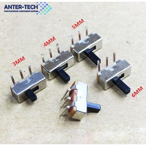 On-off mini Slide Switch SS12D00 SS12D03G5 3pin Curved Needle 1P2T 2 Position High quality toggle switch Handle 2mm/3mm/4/mm5mm