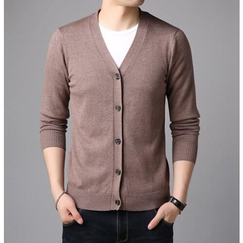 2019 Autumn Men Cardigans Male Sweater Fall Thin Cotton Knited V-Neck Sweater Men Spring Solid Cardigan Korean Style KK3075
