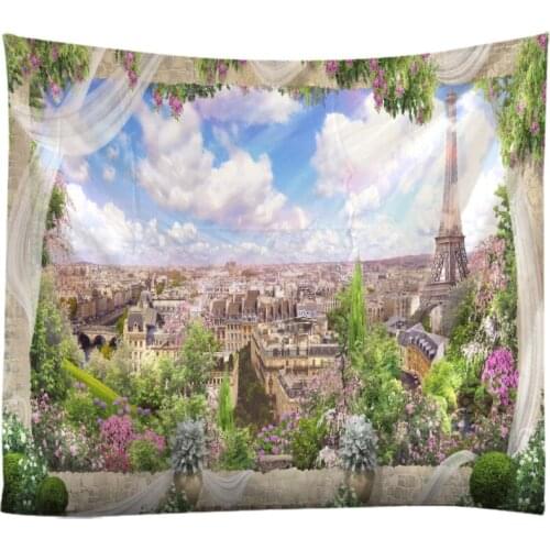 Windows Scenery Tapestry Wall Hanging Cloth Bed Spread Beach Towel Table Cloth Yoga Mat House Decoration Living Room Decoration