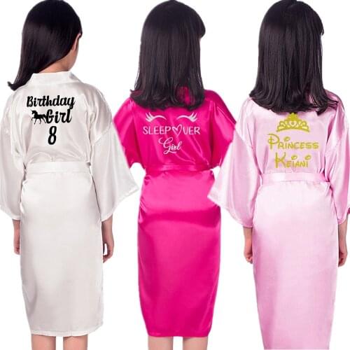Birthday Robe For Girl Queen Squad Personalized Letters Pajamas Nightgown Anniversaire Bathrobe Peignoir Femme Spa Party Kimino