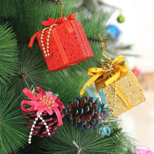 6cm pine cone gift bag 4 packs set Christmas tree decoration pendant Christmas decorations 65g