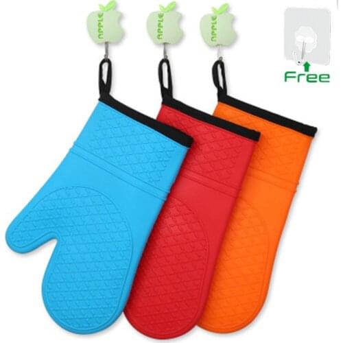 Food Grade Silicone Oven Mitt Kitchen Cooking BBQ Baking Glove Heat Resistant Non-slip Microwave Oven Mitten Kitchen Accessories