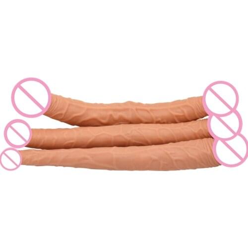 37CM Realistic Double Dildo Flexible Soft Silcone Huge Dual Dong Anal Dildo for Lesbian Fake Dick Penis Adult Sex Toys for Women