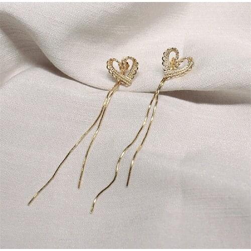 Real 925 Sterling Silver Creative Handmade Design Fine Jewelry Lace Love Heart Shape Tassel Studs Earrings for Women Bijoux
