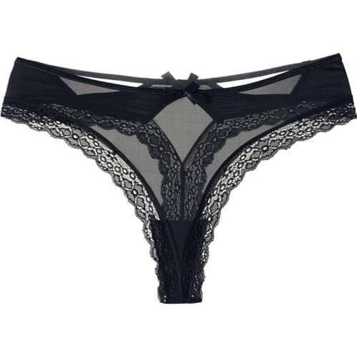 Ice silk sex appeal lace is crossed wrap to bring lure light luxury low waist T pants appeal hollow out thong female