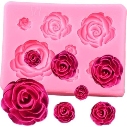 Rose Flowers Silicone Mold DIY Wedding Cupcake Topper Fondant Cake Decorating Tools Chocolate Gumpaste Moulds Candy Resin Mould