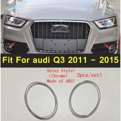Lapetus Car Styling Chrome Front Face Fog Lamp Lights Ring Cover Trims Foglights Accessories Exterior For audi Q3 2011 - 2015