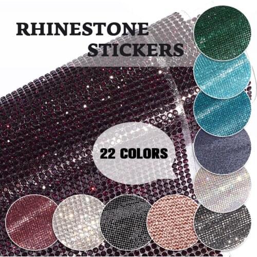 24*40cm Glitter Glass Rhinestone Mesh Trim Hotfix Crystal Fabric Ribbon Applique For Dress Diy Phone Car Decor Sticker Crafts