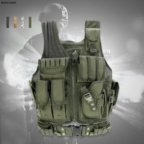 Military Multi-pocket Tactical Vest Paintball Camouflage Molle Hunting Vest Lightweight Combat Assault Plate Carrier Army Vest