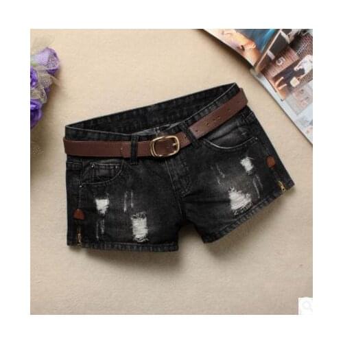 Cowboy Short S/3Xl Without Belt Black Womens Korean Denim Shorts Casual Ripped Jeans Short Large Size Female Hole Short J2432