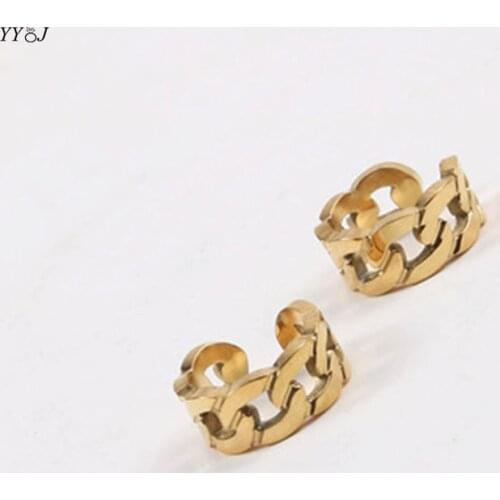 Stainless steel Curb chain ear cuff earrings for cartilage without piercing no hole punk cool earcuff for women men punk unique