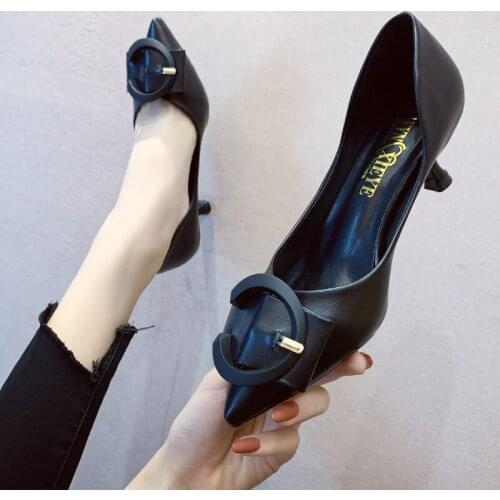 2020 High Heels Woman Shoes Lady Shoes Sexy Concise Elegant Pointed Toe Dress Shoes Basic Pumps Women Boat zapatos mujer U14-18