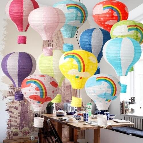 1pcs 25cm Rainbow Hot Air Balloon Paper Lantern Ball decora Kids Birthday Party Wedding Lampion Hanging Decoration supplies