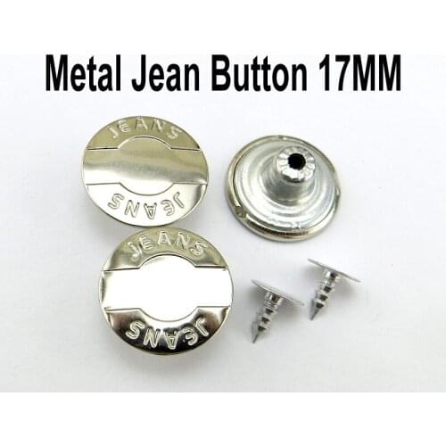 30PCS 17MM Letter Fashion Silver Metal Jeans Button Fits Round Trousers Buttons Clothes Accessory JMB-378