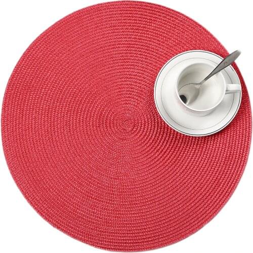 4 Pcs/lot round weave Placemat fashion PP dining table mat disc pads bowl pad coasters waterproof table cloth pad 38cm diameter