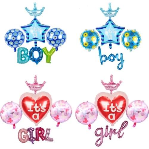 5pcs/set Big Colorful Siamese Letter Boy Girl Foil Balloons Baby Shower Happy Birthday Party Decorations Kids Gift Crown Ballon
