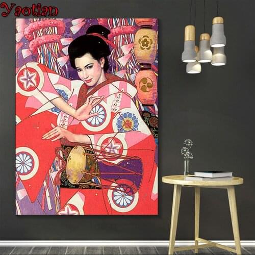 5D round square diamond embroidery Japan Geisha woman Diy full sets diamond painting mosaic pictures rhinestones icon