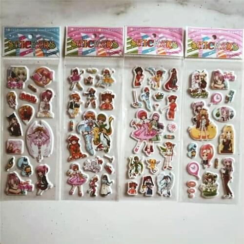 6pcs Cartoon Sailor Moon Dora Sticker Toy Kids DIY Bubble PVC Cardcaptor Sakura Stickers Lovely Reward girl Children