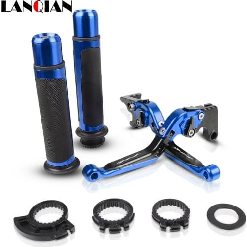 Motorcycle Accessories CNC Adjustable Brake Clutch Levers And Handle Grips With LOGO For Yamaha FZ6 FAZER 2004 2005 2006 07-2010