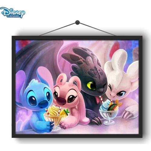 Disney 5D DIY Diamond Painting Princess Aisha Mickey Minnie Stitch Full Round Diamond Embroidery Handmade Interior Decoration