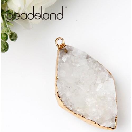 Beadsland Rhomb Design Natural Stone Pendant For DIY Necklace Woman Girl Gift 40389