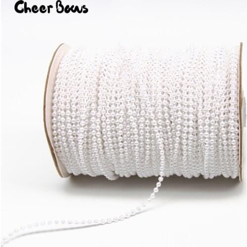 10Yards 2.5mm ABS Imitation Pearl Beads Chain Trim for DIY Wedding Party Decoration Jewelry Findings Craft Accessories
