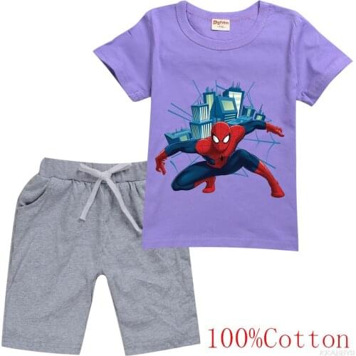 Disney T Shirt clothing set boys tshirt Kids T-Shirt SpiderMan Tee Shirt summer Short Sleeve Print Tshirt