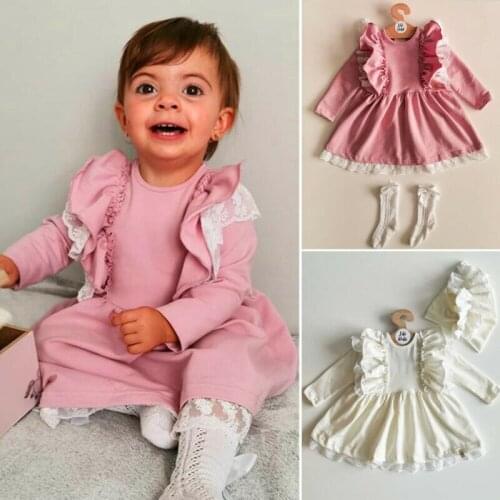 Infant Kids Baby Girl Clothes Cute Princess Birthday Party Ruffle Long Sleeve Lace Tutu Dresses Vestido Infantil