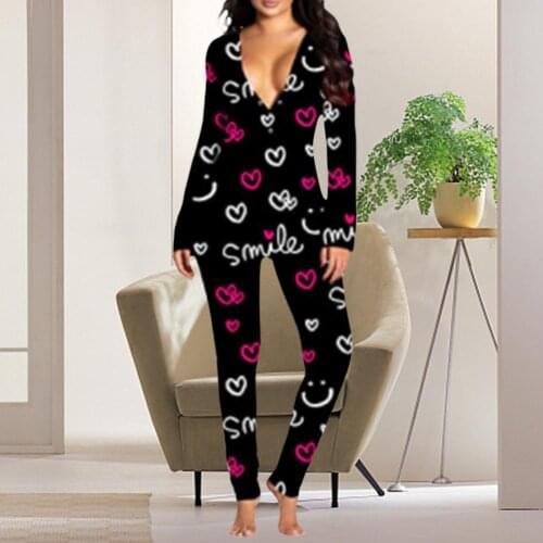 Women V Neck Jumpsuit Long Sleeve One Set Pajamas Sleepwear Hooded Zipper Nightwear Sleepwear Home Wear Long Sleeve Sweatshirt