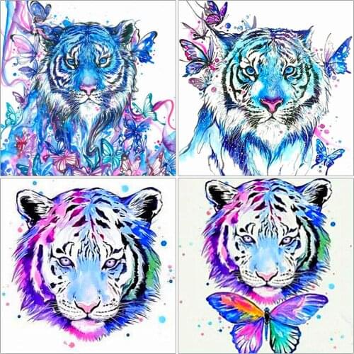 EverShine DIY Diamond Embroidery Butterfly Rhinestones Diamond Painting Animal Full Square Mosaic Tiger Cross Stitch Home Decor