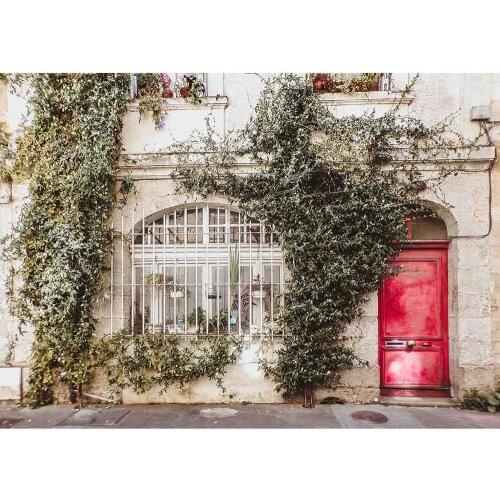 Plant Wall Red Wooden Door Photography Backdrops Computer Printed Backgrounds for Baby Children Lovers Photo Studio Photocall