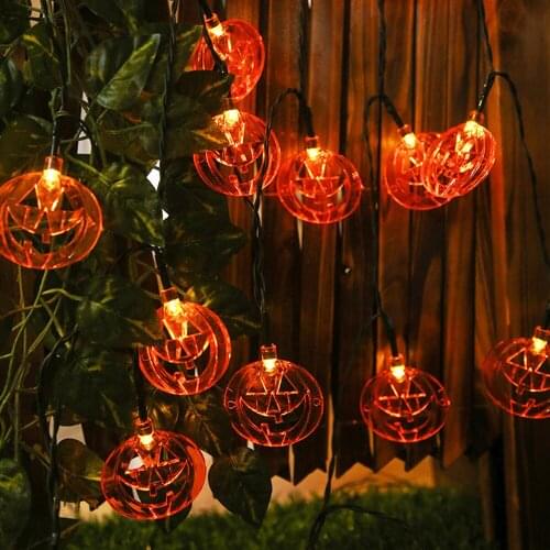 10/40/50leds Halloween String Lights Pumpkin Decorate Lights Solar/Battery Powered for Christmas New Year Home Party Decoration