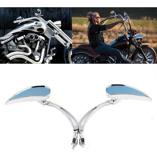 Chrome Mini Teardrop Custom Side Mirrors For Motorcycle Street Sport Bike Cruiser Chopper For Harley Sportster Softail XL