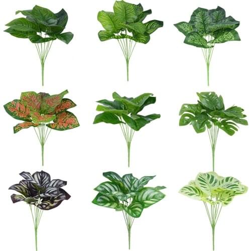 Artificial Turtle Leaf Simulation Green Plant Real Touch Tropical Palm Leaf Wedding Birthday Party Home Decor Fake Turtle Leaf