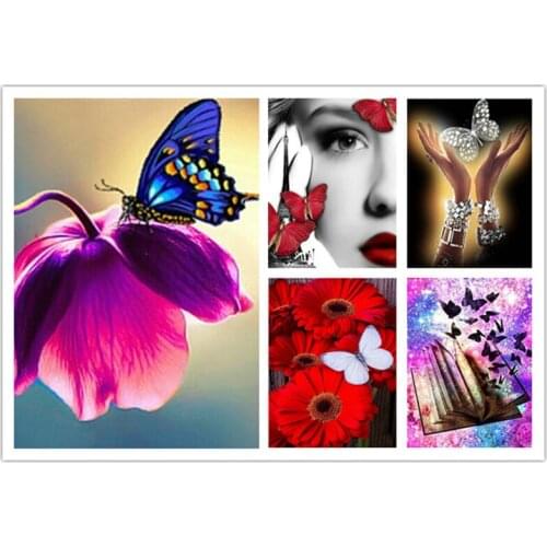 Full square drill butterfly flower 5d diy diamond painting "butterfly" 3D diamond mosaic decorative painting crafts