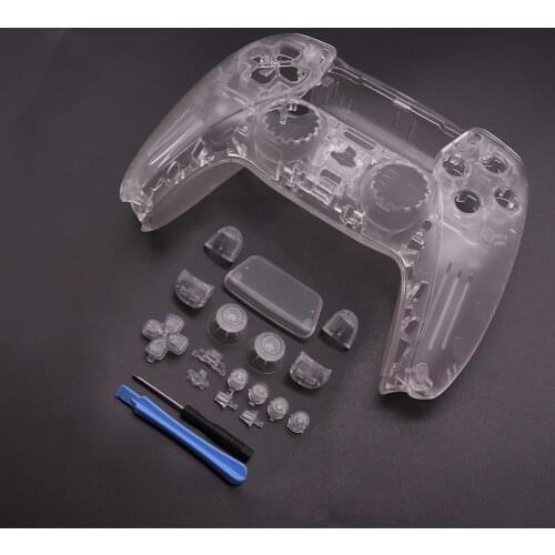 Matte Clear Controller Housing Shell Case Cover Full Set Faceplates Replacement Kits Buttons for PS5 Playstation 5 Gamepad